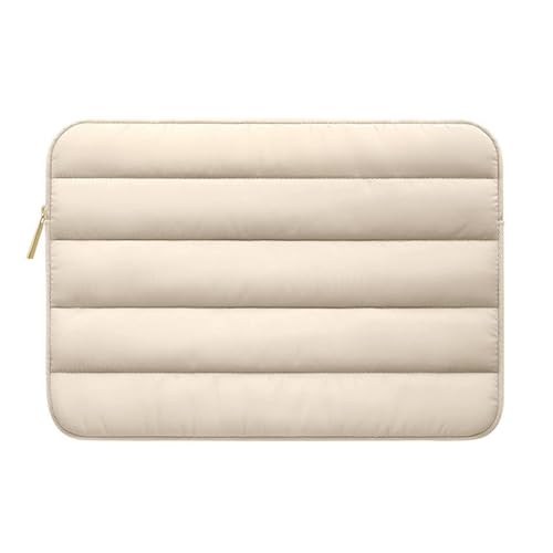 Capa para computador portátil, bolsa impermeável com 4 camadas de proteção, Puffer Laptop Sleeve bege 15,6 polegadas