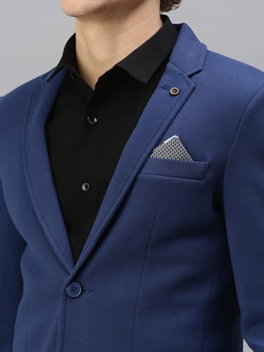 Image of SHOWOFFFF Men Solid Single Breasted Casual Blazer | Notched Lapel Full Sleeves Cotton Blazer for Mens | Slim Fit Regular Length Blazer for Men's