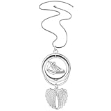 Matériau : métal Collier avec pendentif en forme d\'ailes d\'ange peintes à la main en toile blanche