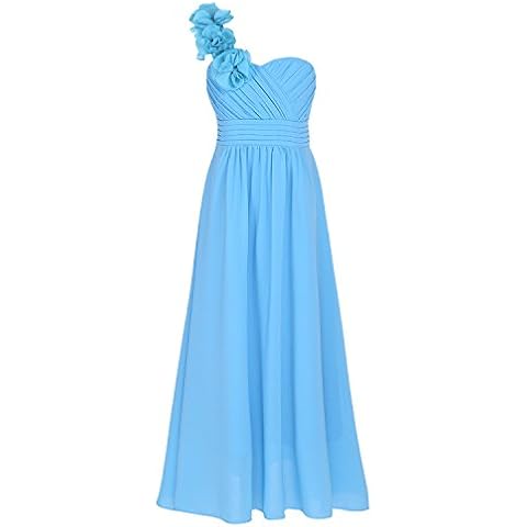 IEFIEL Vestido Largo de Boda para Flores Niña sin Manga Vestido de Fiesta Elegante de Gasa Sólido Vestido de Noche Vestir Bola Cover