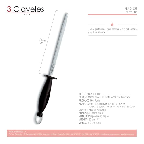 Miniatura 6 de 3 Claveles 00966 - Juego De Cuchillos Para Rebanar De Filo Hueco Y Acero Para Afilar, 29 Cm, Negro