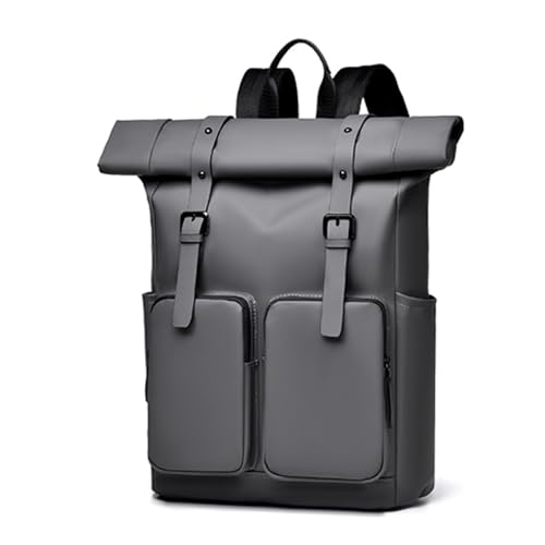 gosduiwip Mochila escolar unissex roll-top para mulheres, design antifurto à prova d'água, elegante e capacidade extra, ideal para viagens e, Cinza