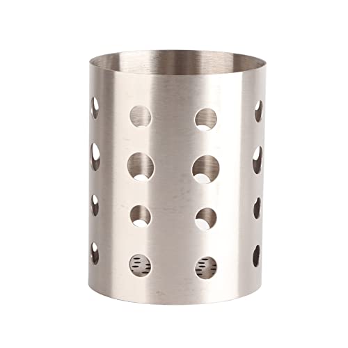 HERCHR Porta Utensilios, Porta Utensilios Redondo para Mostrador de Cocina Porta Utensilios de Cocina de Acero Inoxidable Porta Utensilios de Mostrador Porta Espátulas Cesto Secaplatos para Cocina