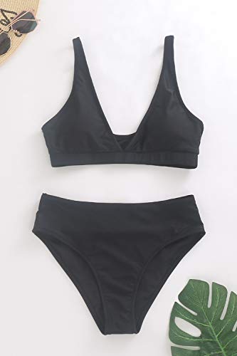 Conjunto de biquíni feminino de cintura alta, duas peças, roupa de banho esportiva, roupa de banho d