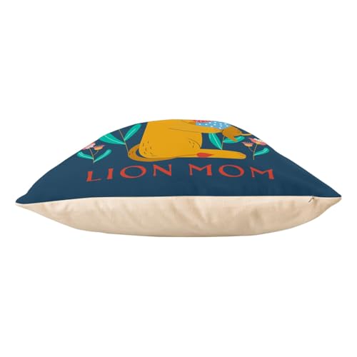 Coussin en velours bleu d'exception 40x40 cm graphisme Queen Lion Mom - 5