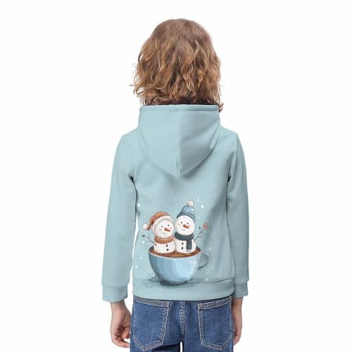 Pull à capuche bonhomme de neige imprimé 3D pour enfant de 8-10 ans avec poche - 4
