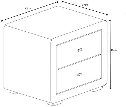 Kamco Direct Silver Crushed Velvet Fabric Bedside Table With 2 Drawers and Brushed Steel Handles Nightstand