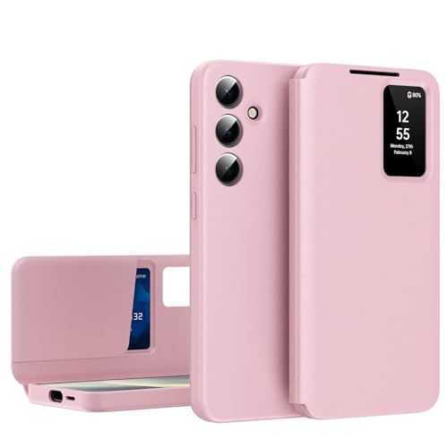 Étui en Cuir Flip Folio Intelligent Samsung S25 Fenêtre Smart View Rose