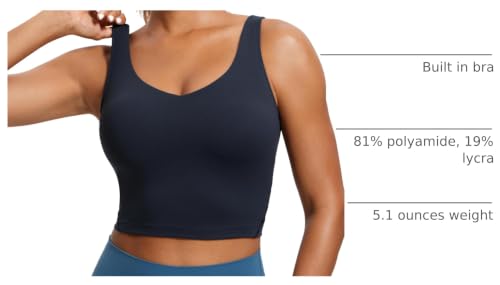 Image of CRZ YOGA Womens Sports Bras V Neck Padded Cropped Tank Top Wireless Yoga Bra