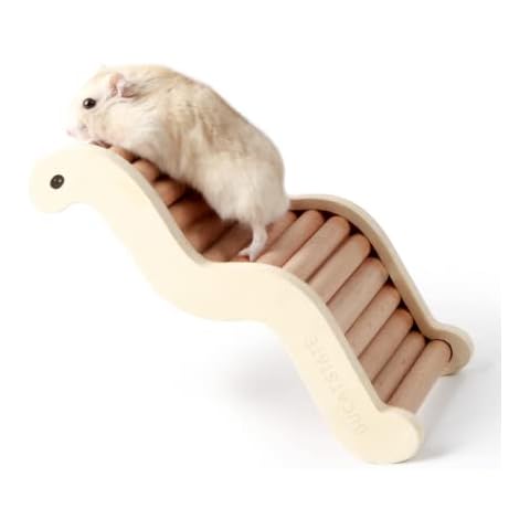 BUCATSTATE Hamster Kletterleiter, Holz Kletterspielzeug und Brücke Käfig Dekor Cover