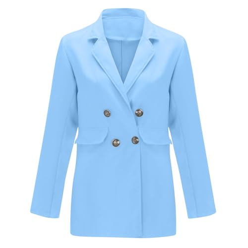 Blazers for Women Business Casual Plus Size Long Sleeve Double Breasted Suits Jackets Lightweight Office Work Blazer3