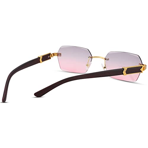 Hycredi Rimless Rectangle Sunglasses Men Women Retro Frameless Square Shade Y2k Sun Glasses Tinted Eyewear