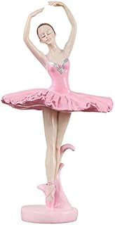 Garneck Girl Figurine Ballet Dancer Statue Dancing Girl Figure Art Sculpture Pink Miniature Resin Home Decoration Desk Ornament Statuette for Desk Bookshelf