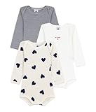 Petit Bateau Lot de bodies manches longues en coton imprimé cœurs bébé