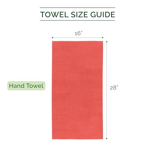 Image of Elegant Comfort Luxury 100% Turkish Cotton Corduroy Ribbed 4 Pack Hand Towel Set 16 x 28 Inch - Absorbent, Super Soft, Quick Dry, Premium Towels for Bathroom, Gym, Spa and Hotel Use, Coral