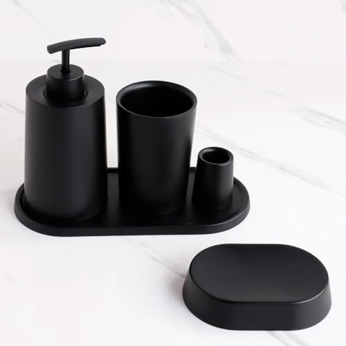 Evite manchas en su lavabo con este juego de accesorios de baño negro de lujo 2