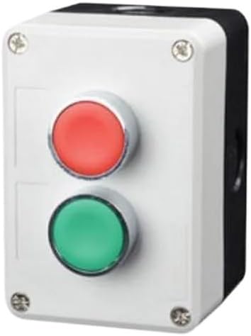 New XB2 Metal Button Switch Control Box Start Stop Industrial Identification Symbol self Reset Circular Emergency Stop Switch(2Hole)