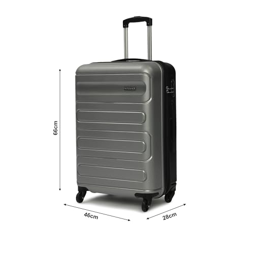 Image of Yayavar Tokyo Textured ABS Hard-Sided Suitcase Bag - 84L| Dual Color Trolley with 4 Spinner Wheels, Number Lock, Water Resistant | Luggage Bag for Travel (Silver & Black, 66cm, Medium)
