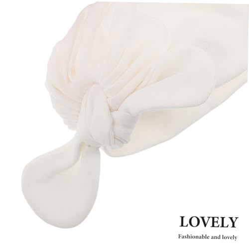 BESPORTBLE 2Pcs Turban Hats for Newborns Soft Cotton Bows Unisex Caps for Boys Warm Gentle Skin for Showers Daily Wear3