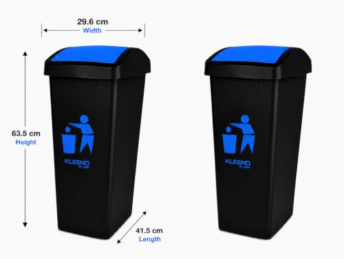 Image of CELLO Plastic Swing-Lid Garbage Dustbin 48 Ltr, Blue /Blue - Combo Pack of 2