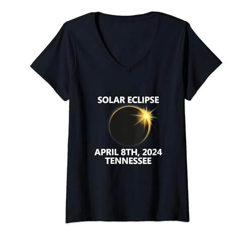 Tennessee 2024 Eclipse solar total 8 de abril Ciudad Ciudad Estado Camiseta Cuello V
