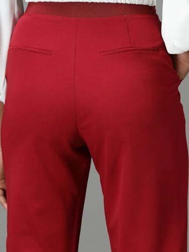 Image of SHOWOFFFF Women Solid Formal Trousers | Cotton Trouser for Womens | Mid-Rise Mom Fit Regular Length Trousers for Women's