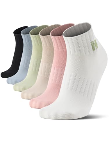 Image of Women's Ankle Socks 6 Pack,White non slip workout running socks with moisture wicking and arch support