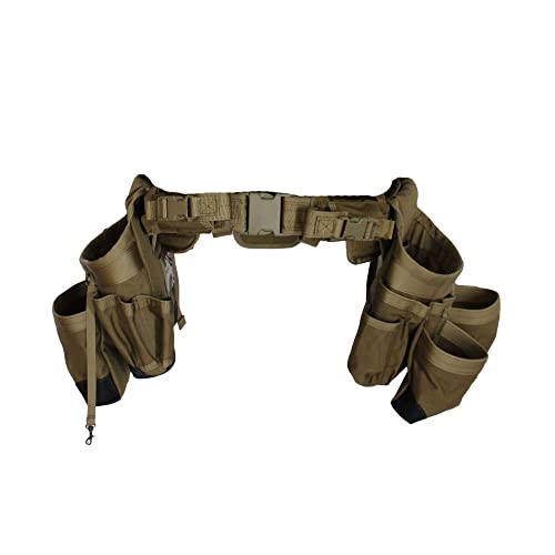 Spec Ops Tool Gear SF-18 Charlie Tactical Tool Belt with Large Tool Pouches, Utility Belt Tool Organizer (Coyote Tan, Standard)