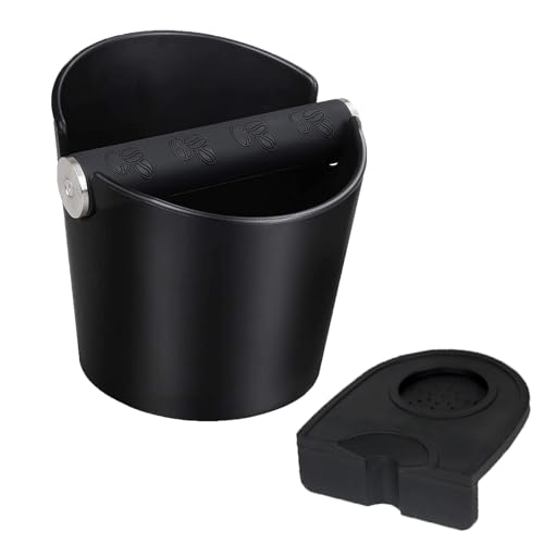 Coffee Knock Box, 4.8 Inch Espresso Knock Box with Tamping Mat, Coffee Bin Coffee Machine Accessories Coffee Grounds Knock Box Shock-Absorbent with Removable Metal Knock Bar, Barista Accessories
