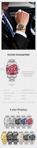Image of OLEVS Watch for Men Classic Business Dress Analog Quartz Stainless Steel Waterproof Luminous Date Diamond Men Silver Watch