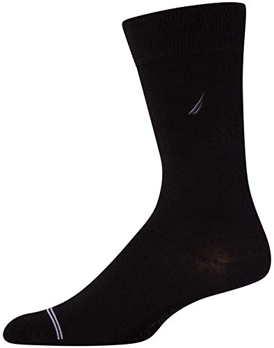 Nautica Mens 10 Pack Moisture Control Solid Dress Socks, Black Marled, Size Shoe Size: 6-12.5