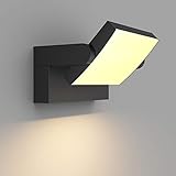 Klighten 24W Wandleuchte Aussen Innen, Wasserdicht IP65 Außenwandleuchte Modern Wandlampe mit Schwenkbar LED Panel Außenlampe für Garten Eingang, 1500 Lumen, Schwarz, Warmweiß 2700K-3000K