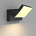 Klighten LED Lampade da Parete Esterno Interno 24W IP65, Lampada Muro Regolabile Applique da Parete Moderno in Alluminio per Soggiorno Balconi Giardini, Nero, 1500 Lumen, Bianco Caldo 2700K-3000K