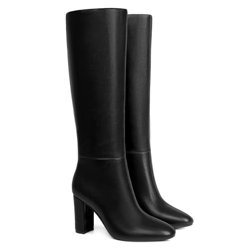 Image of Modatope Knee High Boots for Women Chunky Heel Rounded Toe Tall Boots