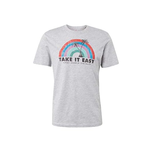Tom Tailor Casual T-Shirt Camiseta, Gris (Light Stone Grey Mel 15398), X-Large para Hombre