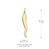 Ioka Jewelry - 14K Yellow Solid Gold Cornicello Italian Horn 30MM Charm Pendant for Necklace or Chain #1