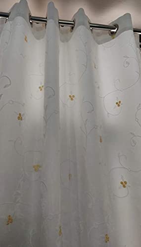Image of Polyester Embroidered Double Door Cutrtain Pack of 2(7 Feet, Pearl White Embroidery + Ivory Blackout)