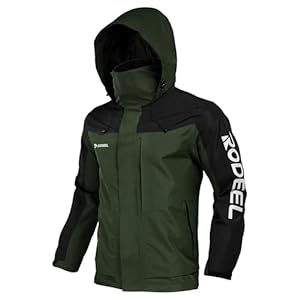 Rodeel Men’s Waterproof & Windproof Jacket, Mens Shell Jacket Windbreaker with Foldaway Hood, Coat for Outdoor Camping Hiking Hunting Fishing