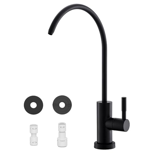 JLERLI Drinking Water Faucets for Kitchen Sink Matte Black Water Filter Faucet for Reverse Osmosis or Water Filtration System RO Bar Sink Faucet Stainless Steel