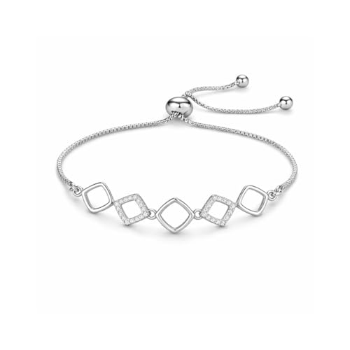 Image of Nilu's Collection Rose Gold & Silver Plated American Diamond Adjustable Bracelet, Stylish Fashion Jewellery Gift for Women