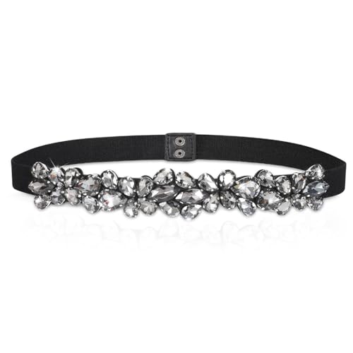 Women's Rhinestone Waist Belt, Beaded Crystal Elastic for Dress