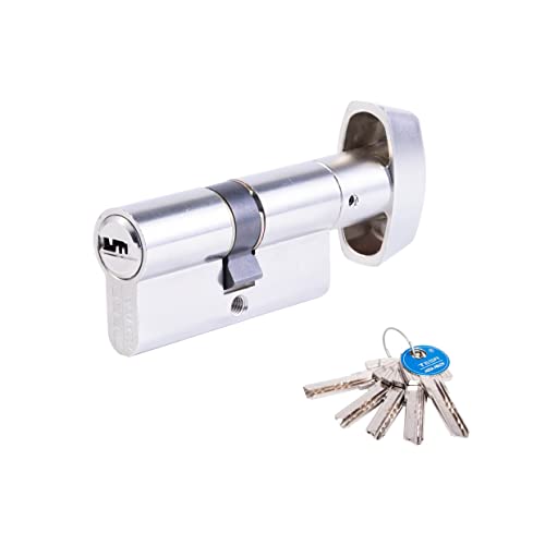 Tesa Assa Abloy T65B3040N Standard Safety Cylinder T60 Nickel Plated 30 x 40mm Key - Long Cam Button, Nickel-plated, 30 x 40 mm