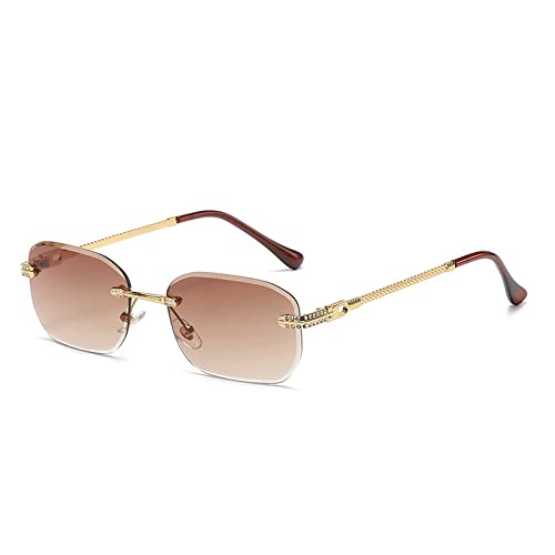 Lunettes de soleil carrées sans monture bleu dégradé pour femme