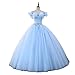 Datangep Women's Ball Gown Off Shoulder Quinceanera Prom Gown Wedding Dress Blue 12
