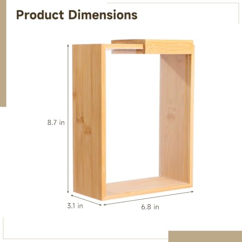 Image of Wooden Cereal Storage Boxes, 8.7 x 6.8 x 3.1 in Dry Food Dispenser with Slide Lid, Visible Window, Wood Food Storage Container for Kitchen, Pantry Organization