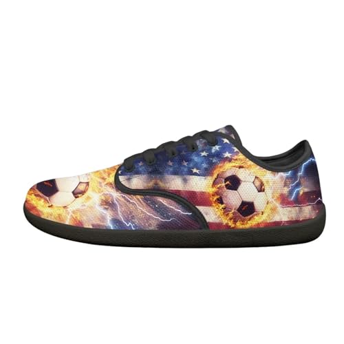 Soccer Flame Print Women's Wide Toe Barefoot Walking Shoes Football Men Breath Casual Travel Walking Shoes2
