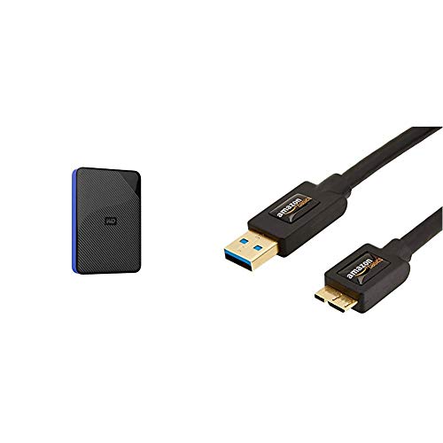 WD 2TB Gaming Drive Works with Playstation 4 Portable External Hard Drive - WDBDFF0020BBK-WESN Bundle with AmazonBasics USB 3.0 Charger Cable - A-Male to Micro-B - 3 Feet (0.9 Meters)