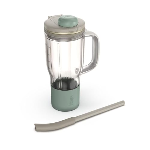 Image of Ninja BlendBOSS | Personal Smoothie Tumbler | 26oz Travel Tumbler w /Leakproof Lid, Detachable Straw & Integrated Chug Spout | Dishwasher Safe & BPA Free | Stone Mint | XSKDB326SLST