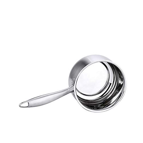 Milk Pan Milk Pot Stainless Steel Milk Pan Butter Coffee Milk Warmer Mini Butter Melting Pot Milk Pan Stainless Steel (Color : Silver, Size : 18Cm) #TOP2