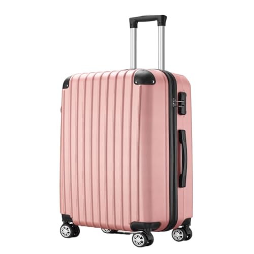 Suitcase Foreign Trade ABS Suitcase Three-piece Set With Corner Corners And Anti-fall Universal Wheels Trolley Case Luggage(Pink,24in)